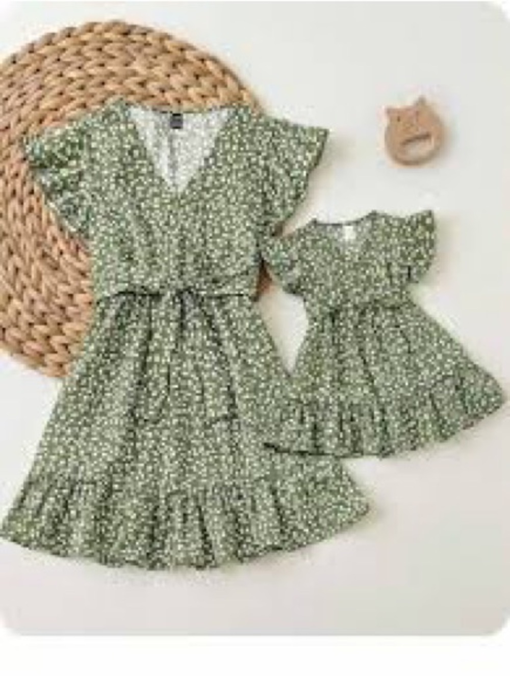 Mummy and Me Green Floral dresses
